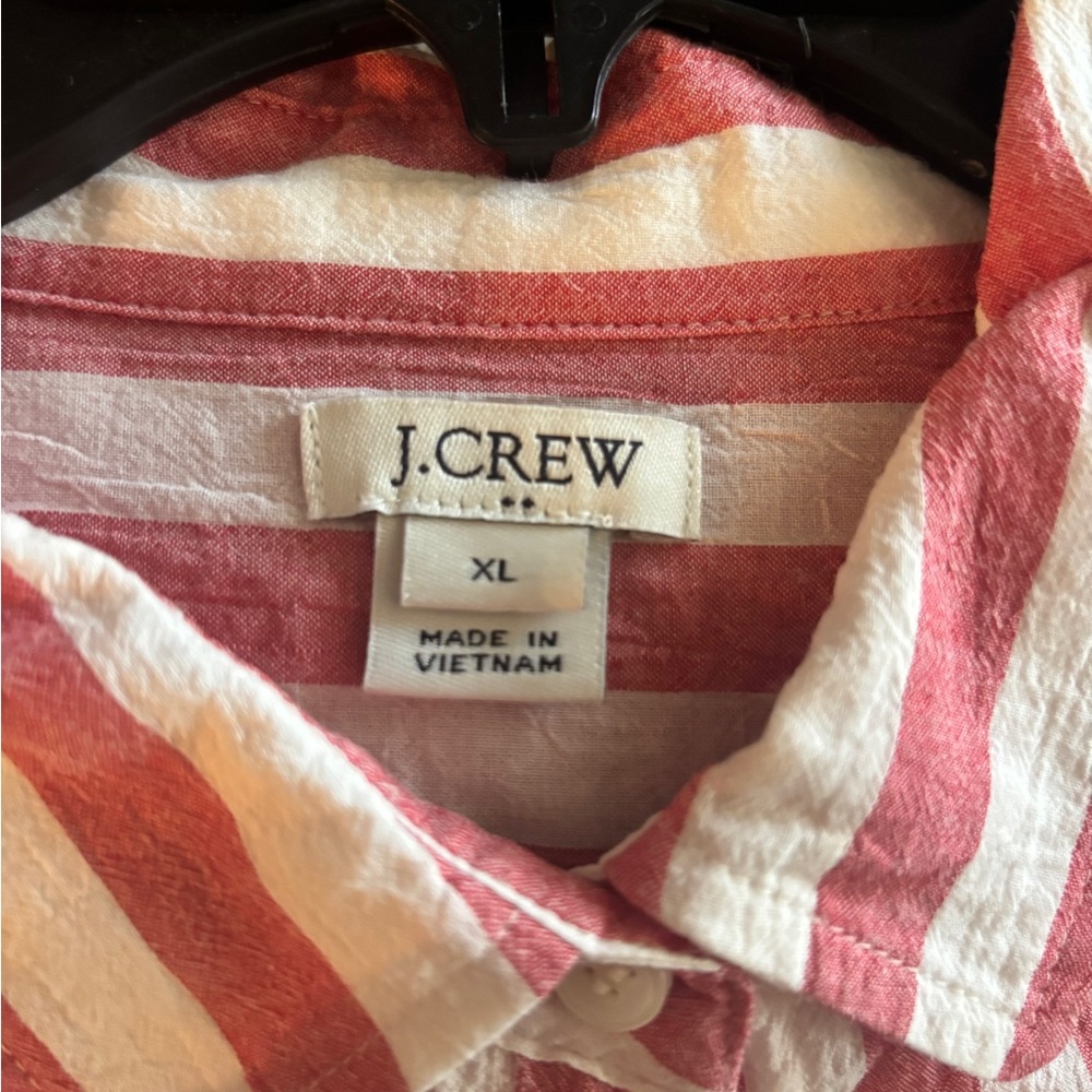 J. Crew Red and White Striped Button-Down Shirt - Picture 5 of 6